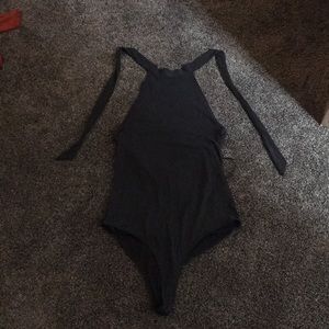 Open back halter bodysuit